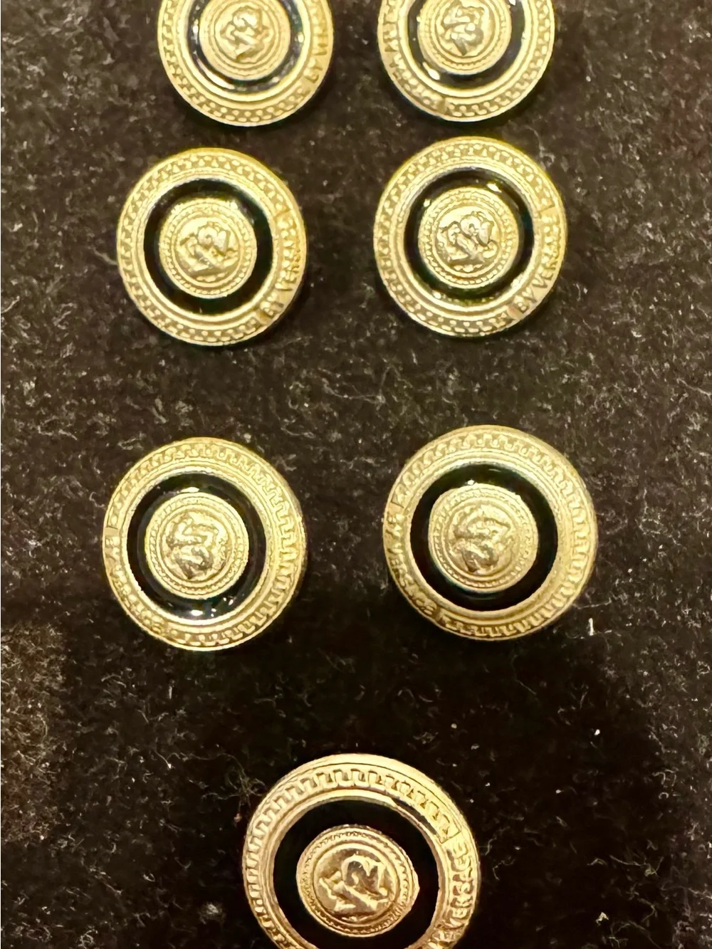 Versace V2 Gold-Tone Decorative Men’s Button Set - Black Accent, 12.5 mm d